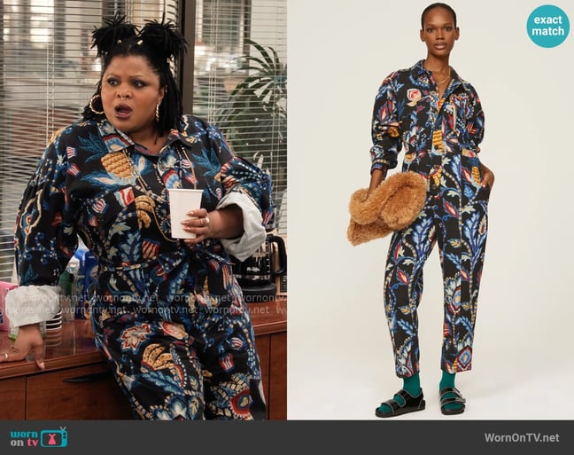FARM Rio Farm Dev Jumpsuit worn by Adelola Olofin (Gbemisola Ikumelo) on The Paper FARM Rio Farm Dev Jumpsuit worn by Adelola Olofin (Gbemisola Ikumelo) on The Paper