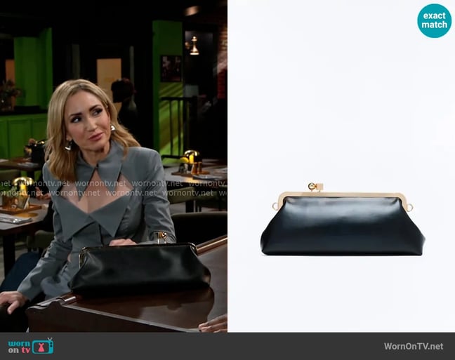Fashion Nova Don't Kiss And Tell Faux Leather Bag worn by Heather Armstrong (Ashley Jones) on Beyond the Gates
