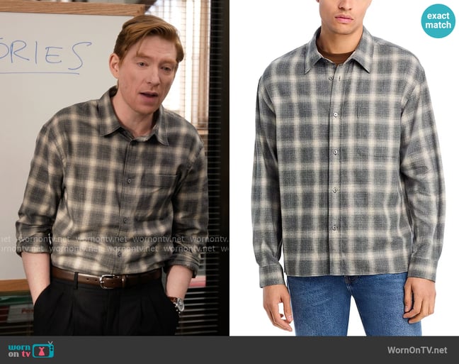 Frame Cotton Straight Hem Plaid Button Down Shirt worn by Ned Sampson (Domhnall Gleeson) on The Paper Frame Cotton Straight Hem Plaid Button Down Shirt worn by Ned Sampson (Domhnall Gleeson) on The Paper