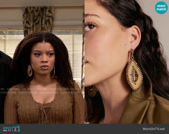 Free People Hettie Dangle Earrings worn by Eva Thomas (Ambyr Michelle) on Beyond the Gates Free People Hettie Dangle Earrings worn by Eva Thomas (Ambyr Michelle) on Beyond the Gates