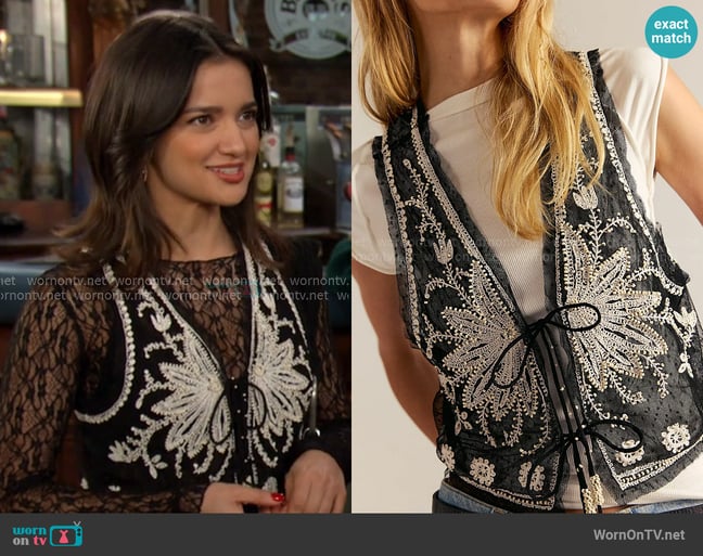 Free People Under The Sun Vest worn by Arianna Horton (Vico Escorcia) on Days of our Lives Free People Under The Sun Vest worn by Arianna Horton (Vico Escorcia) on Days of our Lives