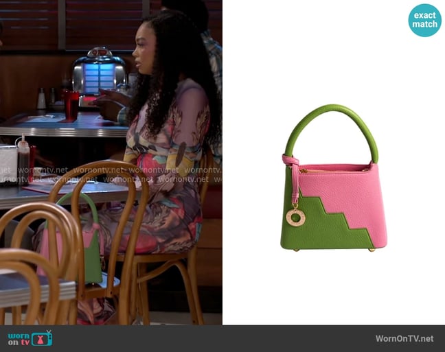 F&W Style ChelseaKat Dream Bag Pink / Green worn by Chelsea Hamilton (RhonniRose Mantilla) on Beyond the Gates
