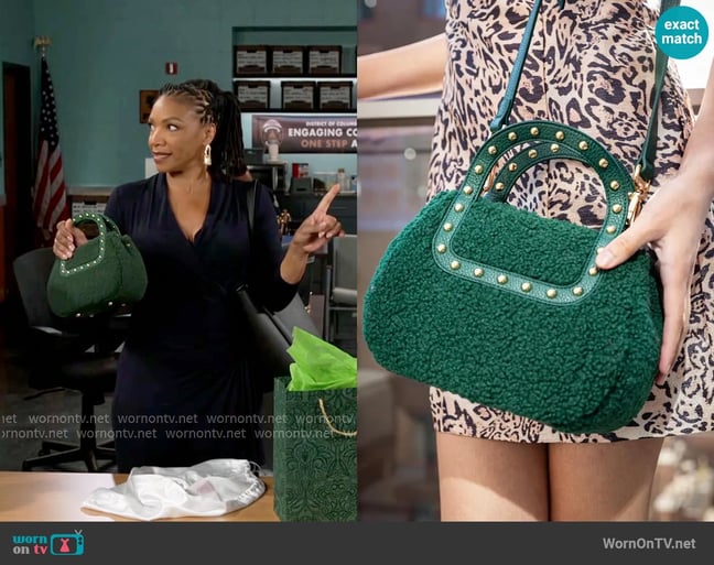 F&W Style Studded Bag worn by Darlene Hawthorne (Monique Mosee) on Beyond the Gates F&W Style Studded Bag worn by Darlene Hawthorne (Monique Mosee) on Beyond the Gates