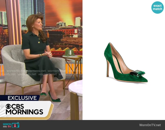 Gianvito Rossi Jaipur Camoscio Pump worn by Norah O'Donnell on CBS Mornings