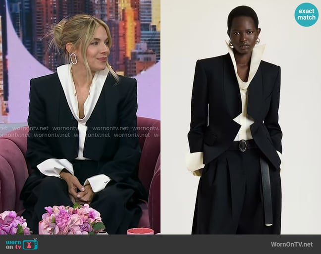 Givenchy Shirt in Silk with Deconstructed Collar worn by Sienna Miller on Today
