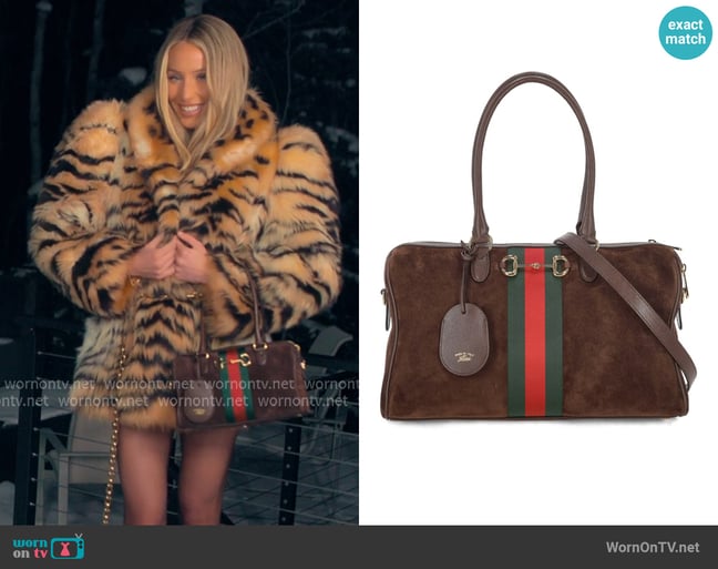 Gucci Borsetto Stripe Detailed Large Boston Bag worn by Alix Earle on Earle Meets World