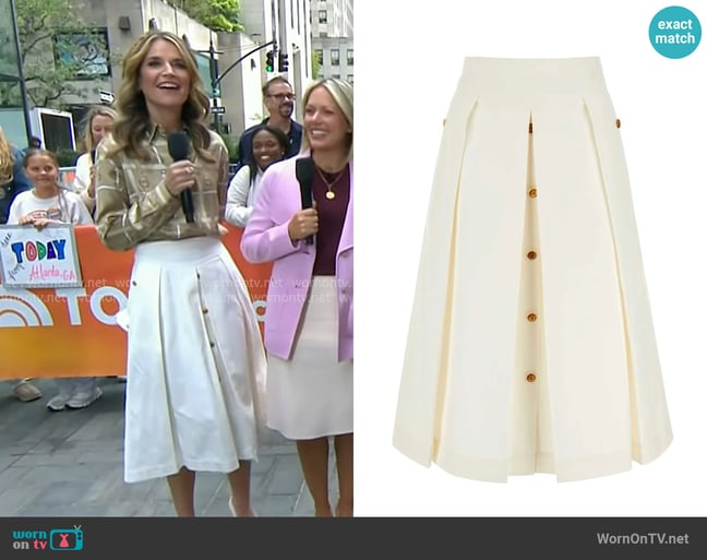 Gucci Pleated Flared Midi Skirt worn by Savannah Guthrie on Today