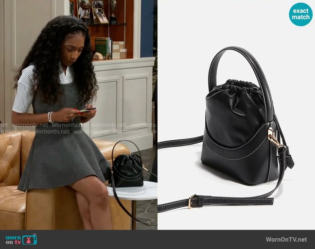 H&M Crossbody bucket bag worn by Samantha Richardson (Najah Jackson) on Beyond the Gates H&M Crossbody bucket bag worn by Samantha Richardson (Najah Jackson) on Beyond the Gates