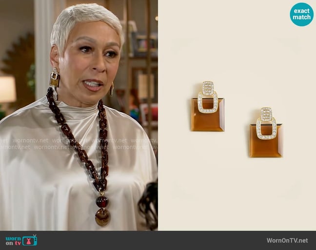 J. Crew Square gemstone stud earrings worn by Anita Dupree (Tamara Tunie) on Beyond the Gates J. Crew Square gemstone stud earrings worn by Anita Dupree (Tamara Tunie) on Beyond the Gates