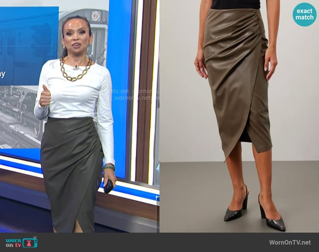Jason Wu Leather Pencil Skirt in Green worn by Adelle Caballero on Today