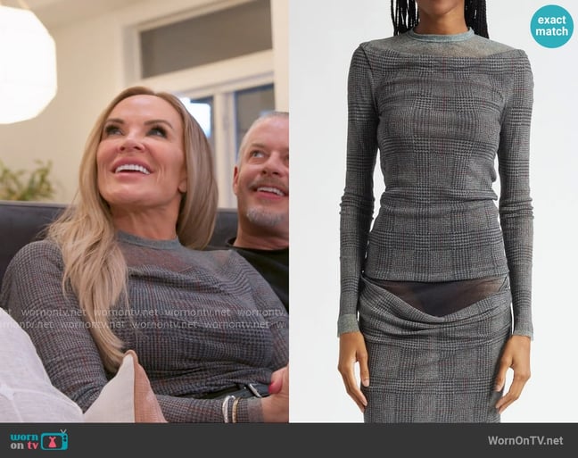 Jean Paul Gaultier The Prince of Wales Plaid Tulle Top worn by Heather Gay on The Real Housewives of Salt Lake City Jean Paul Gaultier The Prince of Wales Plaid Tulle Top worn by Heather Gay on The Real Housewives of Salt Lake City