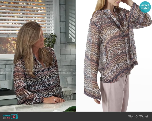Joie Bezona Top worn by Carly Spencer (Laura Wright) on General Hospital