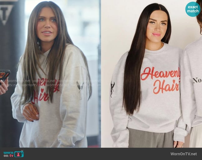 JZ Styles Heavenly Hair Print Sweatshirt worn by Jessi Ngatikaura on The Secret Lives of Mormon Wives JZ Styles Heavenly Hair Print Sweatshirt worn by Jessi Ngatikaura on The Secret Lives of Mormon Wives