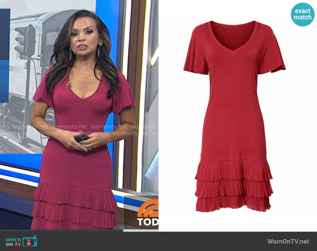 Karen Millen Ruffle Hem Knit Dress worn by Adelle Caballero on Today Karen Millen Ruffle Hem Knit Dress worn by Adelle Caballero on Today