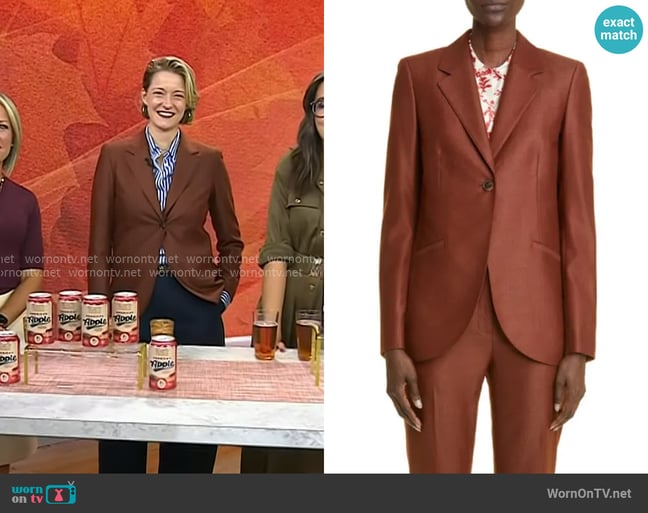 Lafayette 148 New York Fae One-Button Wool Blend Blazer in Burnt Cinnamon worn by Vanessa Price on Today