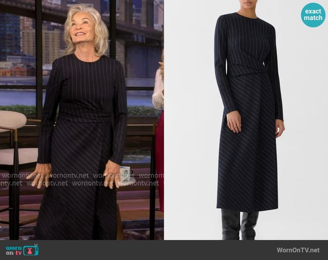 Lafayette 148 New York Gathered Waist Wool & Cotton Midi Dress worn by Jessica Lange on Live with Kelly and Mark Lafayette 148 New York Gathered Waist Wool & Cotton Midi Dress worn by Jessica Lange on Live with Kelly and Mark