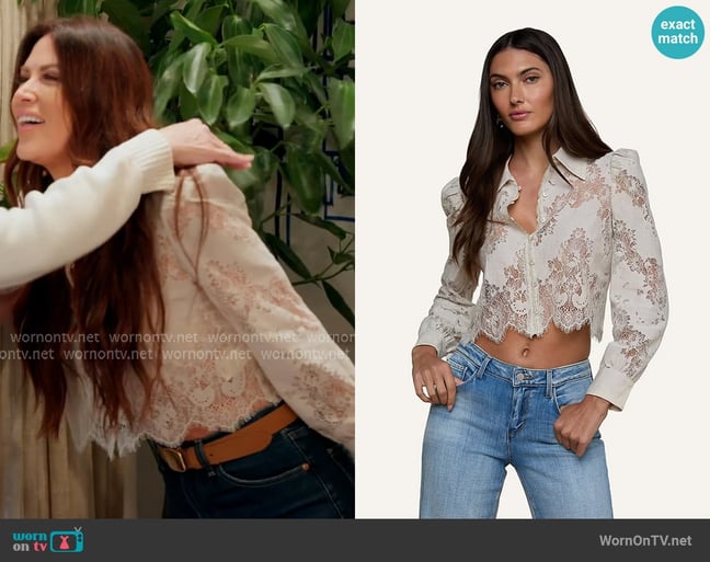 L'Agence Anita Lace Blouse worn by Emily Simpson on The Real Housewives of Orange County L'Agence Anita Lace Blouse worn by Emily Simpson on The Real Housewives of Orange County