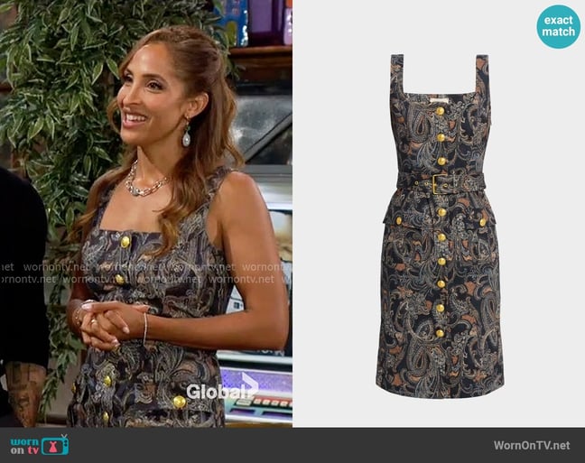 L'Agence Idy Paisley Button-Front Midi Dress worn by Lily Winters (Christel Khalil) on The Young and the Restless L'Agence Idy Paisley Button-Front Midi Dress worn by Lily Winters (Christel Khalil) on The Young and the Restless