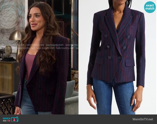 L'Agence Kenzie Double Breasted Knit Blazer worn by Sydney DiMera (Sydney Malakeh) on Days of our Lives L'Agence Kenzie Double Breasted Knit Blazer worn by Sydney DiMera (Sydney Malakeh) on Days of our Lives