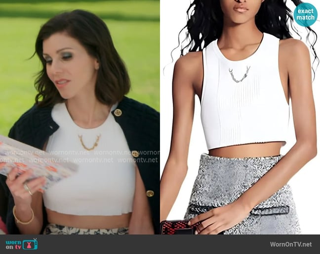 Louis Vuitton Chain Detail Ribbed Crop worn by Heather Dubrow on The Real Housewives of Orange County