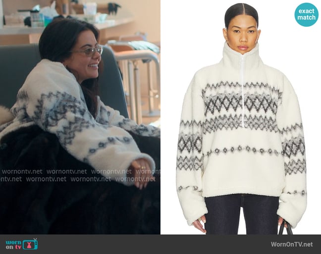 Lovers + Friends Billie Half Zip Pullover worn by Sally Carden on Earle Meets World