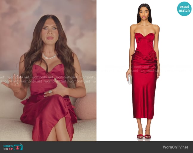 LPA Ilaria Corset Midi Dress worn by Jessi Ngatikaura on The Secret Lives of Mormon Wives LPA Ilaria Corset Midi Dress worn by Jessi Ngatikaura on The Secret Lives of Mormon Wives