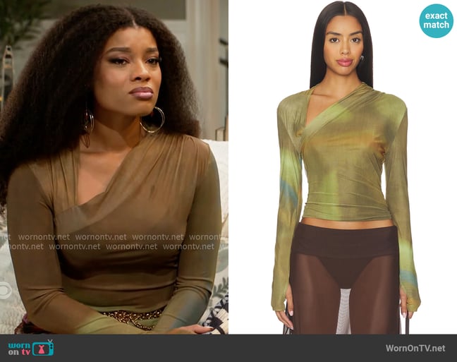 Maddison the Label Laury Mesh Top worn by Eva Thomas (Ambyr Michelle) on Beyond the Gates Maddison the Label Laury Mesh Top worn by Eva Thomas (Ambyr Michelle) on Beyond the Gates