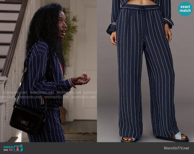 Maeve Brooklin Tie-Front Printed Pull-On Pants worn by Miranda (Victoria Noelle) on All American Maeve Brooklin Tie-Front Printed Pull-On Pants worn by Miranda (Victoria Noelle) on All American