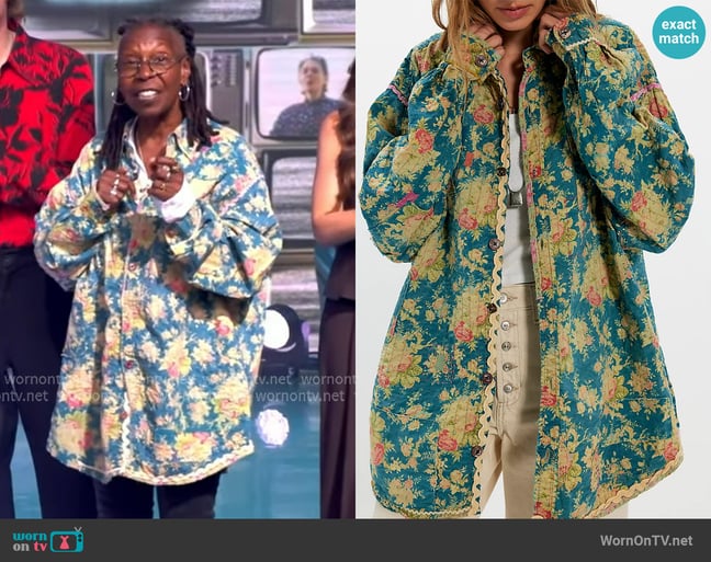 Magnolia Pearl Quilted Landes Oversized Button Down worn by Whoopi Goldberg on The View