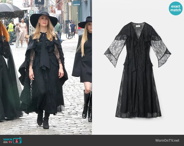 Maison Mayle Majorelle Lace Dress worn by Cordelia Foxx (Sarah Paulson) on American Horror Story Maison Mayle Majorelle Lace Dress worn by Cordelia Foxx (Sarah Paulson) on American Horror Story