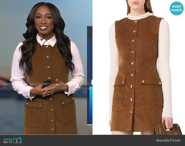 Maje Rubelle Corduroy Dress worn by Brittany Bell on Good Morning America