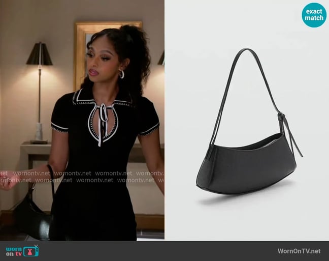 Mango Oval textured bag worn by Kat Richardson (Colby Muhammad) on Beyond the Gates