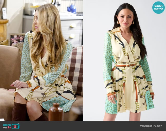 Marciano Chain Print Mini Dress worn by Claire Grace (Hayley Erin) on The Young and the Restless Marciano Chain Print Mini Dress worn by Claire Grace (Hayley Erin) on The Young and the Restless