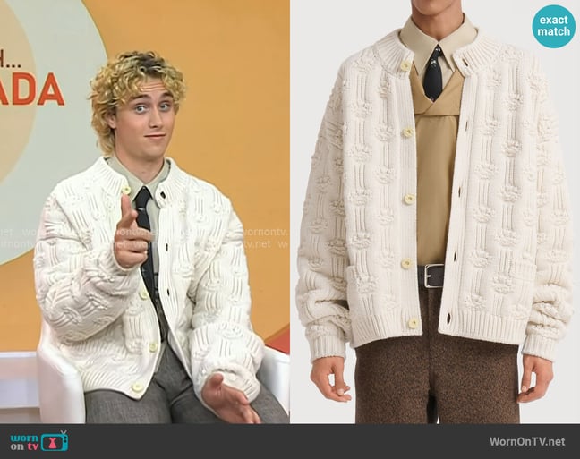Marni Fisherman Wool-cashmere Cardigan in White worn by Joseph Zada on Today Marni Fisherman Wool-cashmere Cardigan in White worn by Joseph Zada on Today