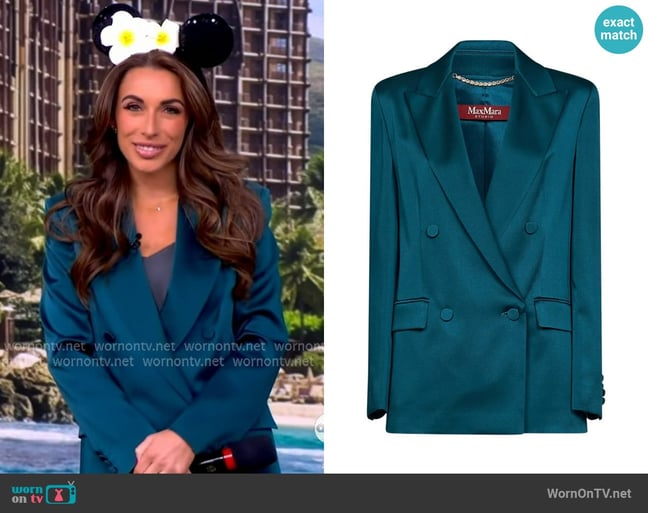 Max Mara Double-breasted satin blazer worn by Alyssa Farah Griffin on The View Max Mara Double-breasted satin blazer worn by Alyssa Farah Griffin on The View