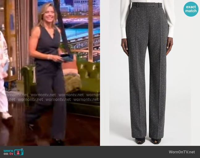 McQueen High Waist Wool Blend Slub Straight Leg Pants worn by Sara Haines on The View McQueen High Waist Wool Blend Slub Straight Leg Pants worn by Sara Haines on The View