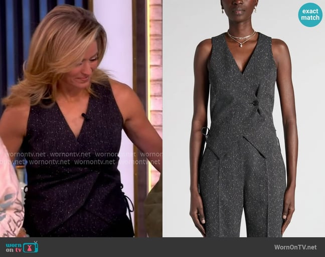 McQueen Lace-Up Wool Blend Slub Vest worn by Sara Haines on The View McQueen Lace-Up Wool Blend Slub Vest worn by Sara Haines on The View