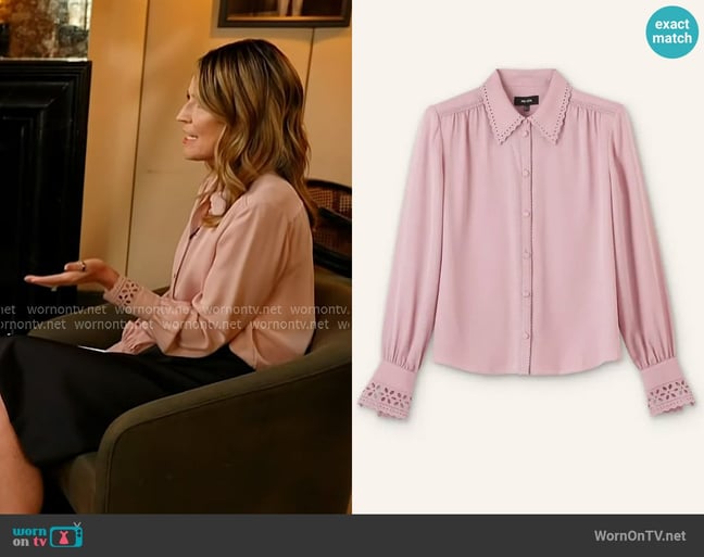 Me + Em In-The-Details Blouse in Smoke Pink worn by Savannah Guthrie on Today