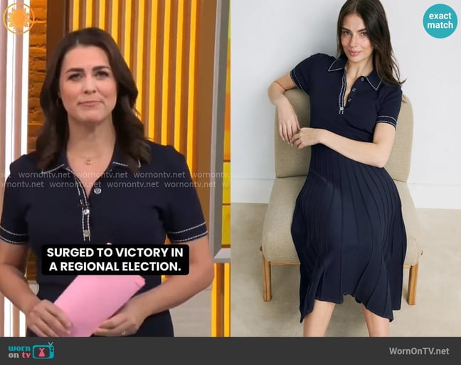 MICHAEL Michael Kors Stretch Knit Polo Midi Dress worn by Lindsey Reiser on CBS Mornings
