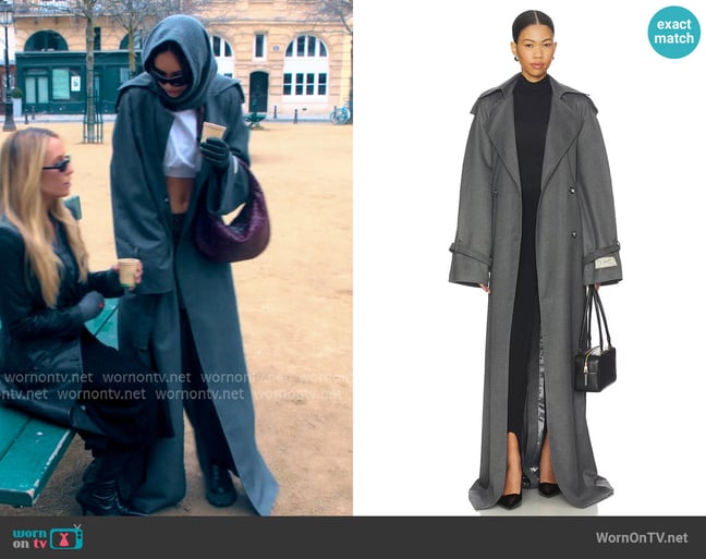 Milkwhite Long Trench Coat worn by Ashtin Earle on Earle Meets World