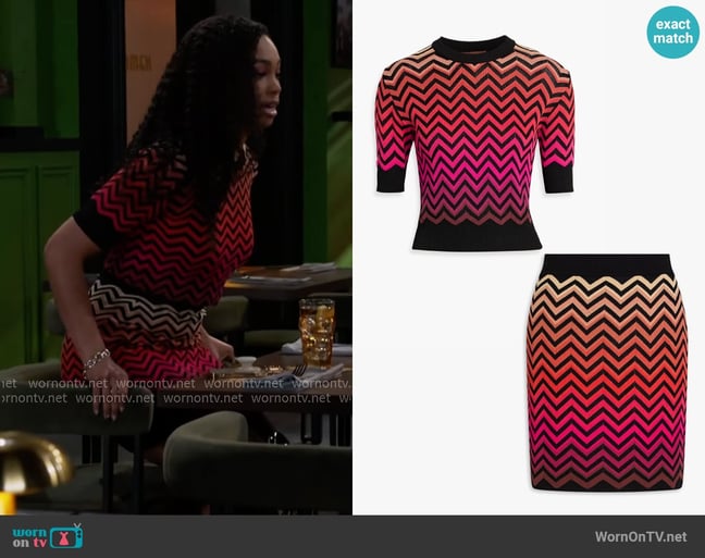 Missoni Signature Zigzag Crochet-Knit Cotton-Blend Top and Skirt worn by Chelsea Hamilton (RhonniRose Mantilla) on Beyond the Gates