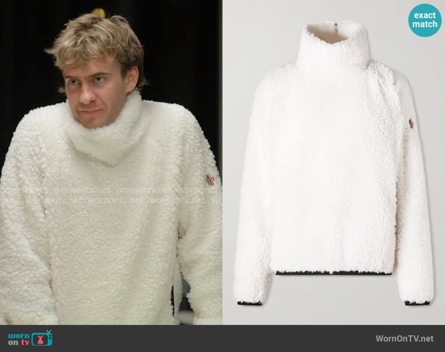 Moncler Grenoble Teddy Logo-Appliquéd Fleece Sweatshirt worn by Charlie Zakkour on Next Gen NYC Moncler Grenoble Teddy Logo-Appliquéd Fleece Sweatshirt worn by Charlie Zakkour on Next Gen NYC