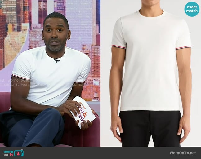 Moncler Tipped Cotton Stretch Jersey T-Shirt worn by Justin Sylvester on Today