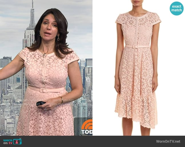 Nanette Lepore Floral Embroidered Lace Hig-low Dress worn by Maria Shriver on Today Nanette Lepore Floral Embroidered Lace Hig-low Dress worn by Maria Shriver on Today
