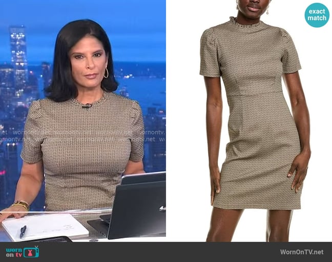 Nanette Nanette Lepore Ruffle Trim Dress in Camel Espresso worn by Darlene Rodriguez on Today Nanette Nanette Lepore Ruffle Trim Dress in Camel Espresso worn by Darlene Rodriguez on Today