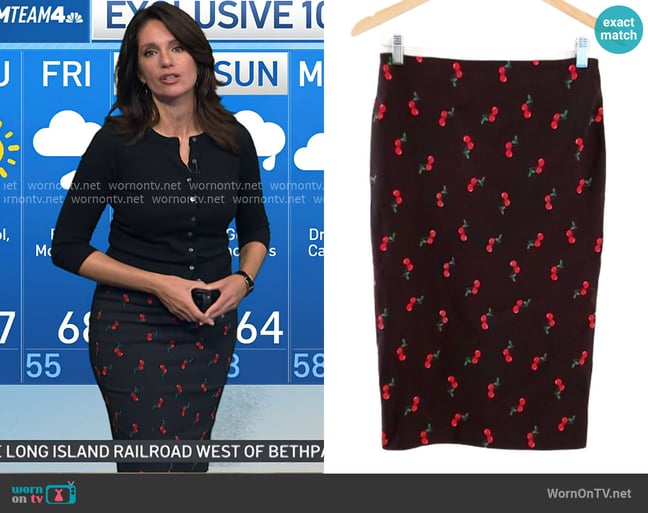 New York & Company Cherry Print Skirt worn by Maria Larosa on Today