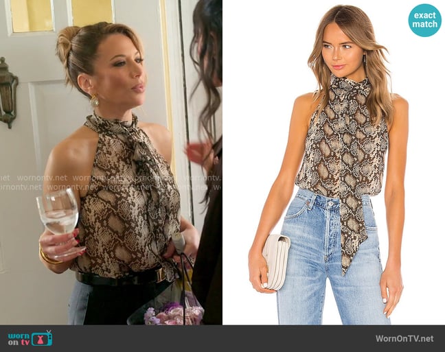 Nili Lotan Alameda Top in Dark Brown Snake Print Nili Lotan Alameda Top in Dark Brown Snake Print