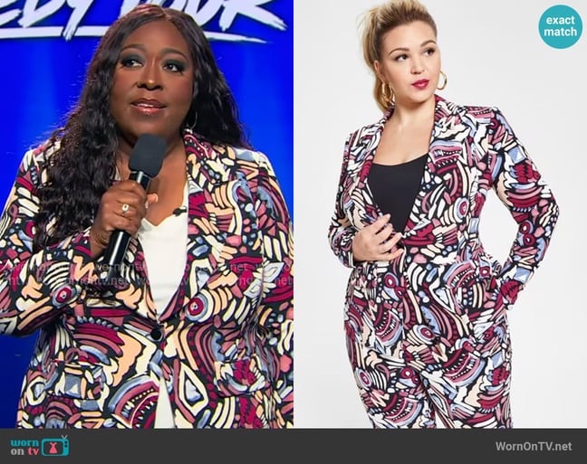 Nina Parker Abstract Print Blazer worn by Loni Love on Tamron Hall Show Nina Parker Abstract Print Blazer worn by Loni Love on Tamron Hall Show