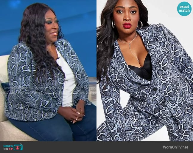 Nina Parker Snake Print Blazer worn by Loni Love on Tamron Hall Show