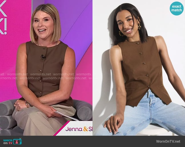 Officine Générale Button Front Vest worn by Jenna Bush Hager on Today